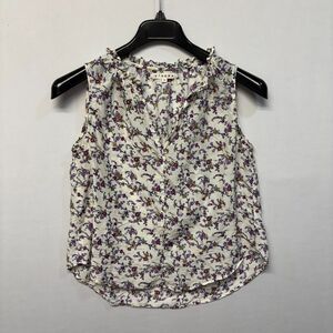 Xirena Women Sleeveless Blouse Top Shirt XS X-Small Floral Silk Cotton D032 -11